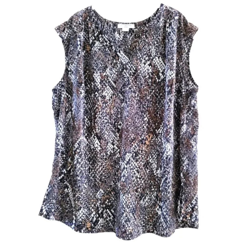 EC LIZ CLAIBORNE WOMAN SNAKE PRINT BLOUSE SZ.2X